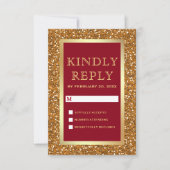 Elegante Faux Gold Folie Glitter Maroon Rode bruil RSVP Kaartje (Voorkant)