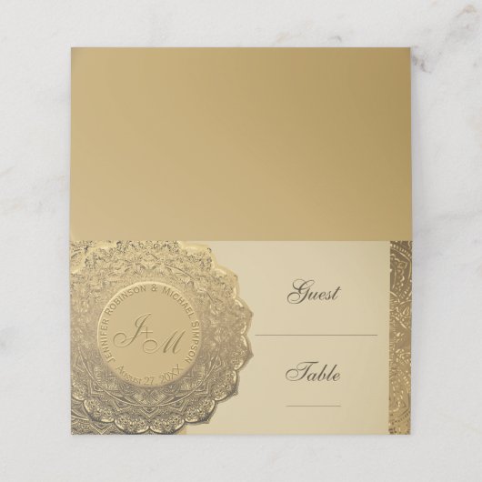Elegante Faux Gold Folie look Plaatskaartje (Buitenkant ongevouwen)