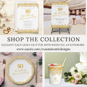 Elegante Faux Gold Glitter 50ste bruiloft Jubileum Papieren Bordje