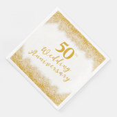 Elegante Faux Gold Glitter 50ste bruiloft Jubileum Servet (Hoek)