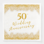 Elegante Faux Gold Glitter 50ste bruiloft Jubileum Servet (Voorkant)