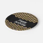 Elegante Faux Gold Glitter Black Stripes Verjaarda Papieren Bordje (Gekanteld)