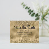 Elegante Faux Gold Glitter en Folie bruiloft Aankondigingskaart (Staand voorkant)