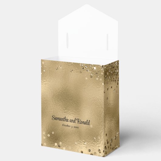 Elegante Faux Gold Glitter en Folie bruiloft Bedankdoosjes (Geopend)