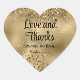 Elegante Faux Gold Glitter en Folie bruiloft Hart Sticker