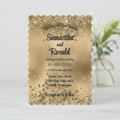 Elegante Faux Gold Glitter en Folie bruiloft Kaart (Staand voorkant)