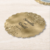 Elegante Faux Gold Glitter en Folie bruiloft Kartonnen Onderzetters (Gekanteld)