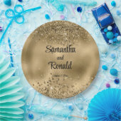 Elegante Faux Gold Glitter en Folie bruiloft Papieren Bordje (Feest)