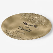 Elegante Faux Gold Glitter en Folie bruiloft Papieren Bordje (Gekanteld)
