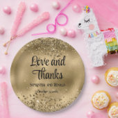 Elegante Faux Gold Glitter en Folie bruiloft Papieren Bordje (Feest)