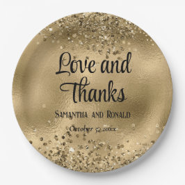 Elegante Faux Gold Glitter en Folie bruiloft Papieren Bordje