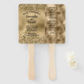 Elegante Faux Gold Glitter en Folie Trouwprogramma Handwaaier (Voorkant en achterkant)