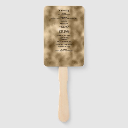 Elegante Faux Gold Glitter en Folie Trouwprogramma Handwaaier (Achterkant)