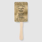 Elegante Faux Gold Glitter en Folie Trouwprogramma Handwaaier (Voorkant)