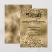 Elegante Faux Gold Glitter en Folie Wedding Detail Informatiekaartje (Voorkant / Achterkant)