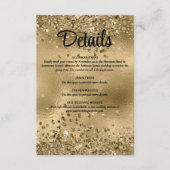 Elegante Faux Gold Glitter en Folie Wedding Detail Informatiekaartje (Voorkant)