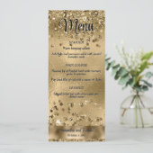 Elegante Faux Gold Glitter en Folie Wedding Menu Kaart (Staand voorkant)
