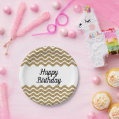 Elegante Faux Gold Glitter Stripes Kerstmis Papieren Bordje (Feest)