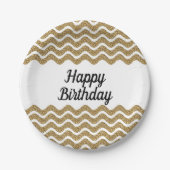 Elegante Faux Gold Glitter Stripes Kerstmis Papieren Bordje (Voorkant)