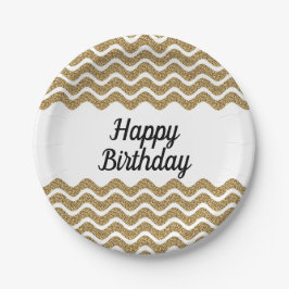 Elegante Faux Gold Glitter Stripes Kerstmis Papieren Bordje