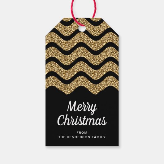 Elegante Faux Gold Glitter Vrolijk Kerstfeest Cadeaulabel (Voorkant)