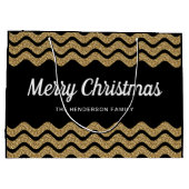 Elegante Faux Gold Glitter Vrolijk Kerstfeest Groot Cadeauzakje (Achterkant)