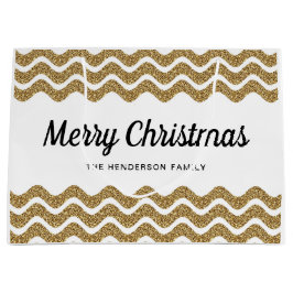 Elegante Faux Gold Glitter Vrolijk Kerstfeest Groot Cadeauzakje