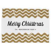 Elegante Faux Gold Glitter Vrolijk Kerstfeest Groot Cadeauzakje (Achterkant)