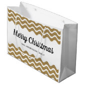 Elegante Faux Gold Glitter Vrolijk Kerstfeest Groot Cadeauzakje (Voorkant Gekanteld)