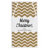 Elegante Faux Gold Glitter Vrolijk Kerstfeest Klein Cadeauzakje (Achterkant)