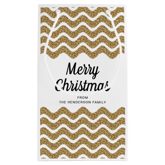 Elegante Faux Gold Glitter Vrolijk Kerstfeest Klein Cadeauzakje (Achterkant)