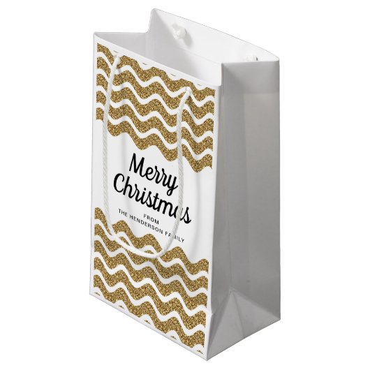 Elegante Faux Gold Glitter Vrolijk Kerstfeest Klein Cadeauzakje (Voorkant Gekanteld)