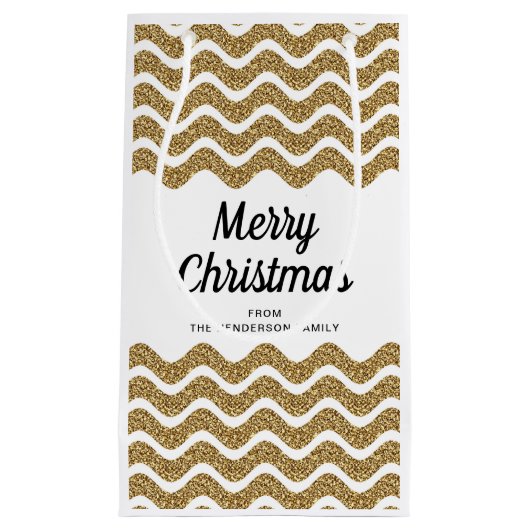 Elegante Faux Gold Glitter Vrolijk Kerstfeest Klein Cadeauzakje (Voorkant)