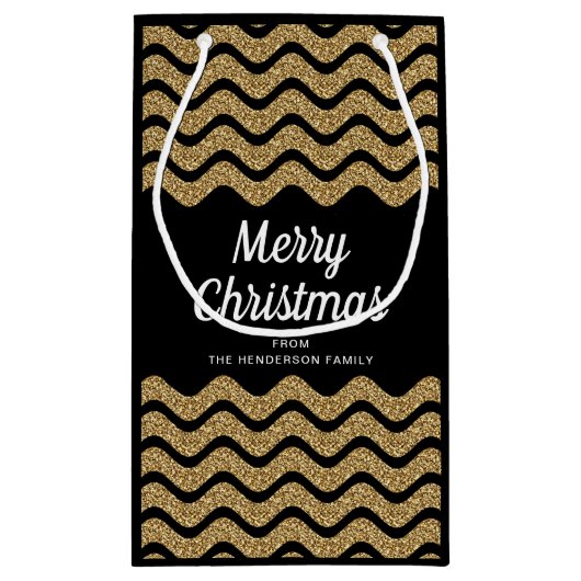 Elegante Faux Gold Glitter Vrolijk Kerstfeest Klein Cadeauzakje (Achterkant)