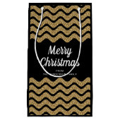 Elegante Faux Gold Glitter Vrolijk Kerstfeest Klein Cadeauzakje (Voorkant)