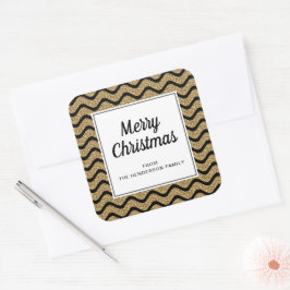Elegante Faux Gold Glitter Vrolijk Kerstfeest Vierkante Sticker