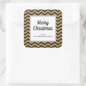 Elegante Faux Gold Glitter Vrolijk Kerstfeest Vierkante Sticker (Tas)