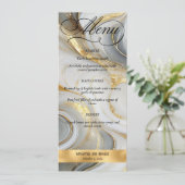 Elegante Faux Gold Grey Wit Marmerled Wedding Menu Kaart (Staand voorkant)