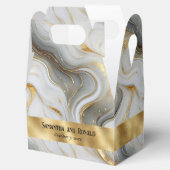Elegante Faux Gold, Grijs Wit Marmer Favoriet Doze Bedankdoosjes (Geopend)