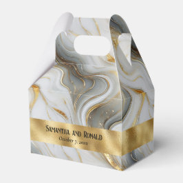 Elegante Faux Gold, Grijs Wit Marmer Favoriet Doze Bedankdoosjes
