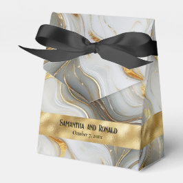 Elegante Faux Gold, Grijs Wit Marmer Favoriet Doze Bedankdoosjes