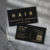 Elegante Faux Gold Hair Schaar Hair Stylist Zwart Visitekaartje