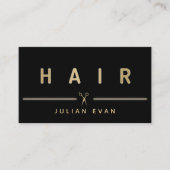 Elegante Faux Gold Hair Schaar Hair Stylist Zwart Visitekaartje (Voorkant)