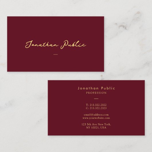 Elegante Faux Gold handgeschreven scripttekst Visitekaartje (Voorkant / Achterkant)