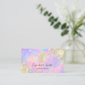 Elegante Faux Gold Holografische Cupcake Sweets Visitekaartje (Staand voorkant)