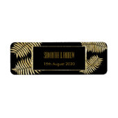 Elegante Faux Gold Leaf Bracken Bruiloft Etiket (Voorkant)