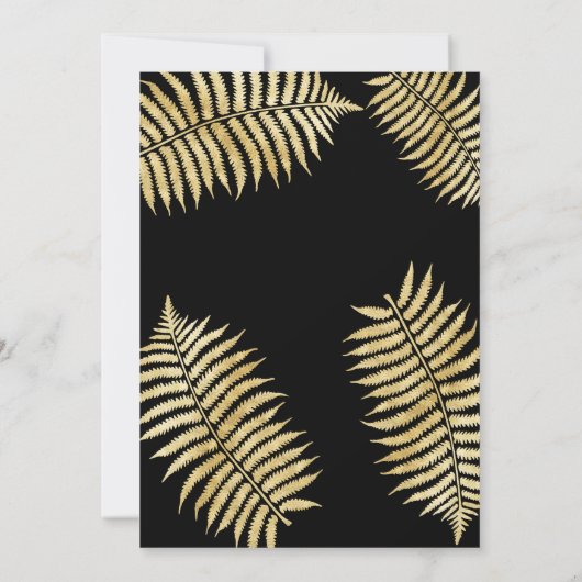 Elegante Faux Gold Leaf Bracken Bruiloft Kaart (Achterkant)
