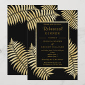 Elegante Faux Gold Leaf Bracken Bruiloft Kaart (Voorkant / Achterkant)