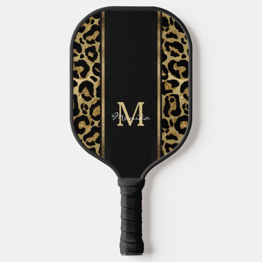Elegante Faux Gold Leopard Animal Print gepersonal Pickleball Paddle (Voorkant)