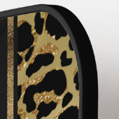 Elegante Faux Gold Leopard Animal Print gepersonal Pickleball Paddle (Links Detail)